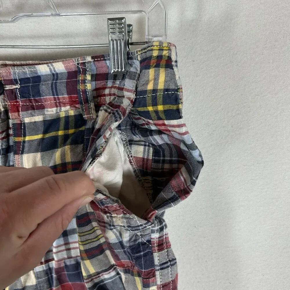 Old Navy Classic Patchwork Plaid Chino Shorts Mens 32 High Rise Casual Beach Dad